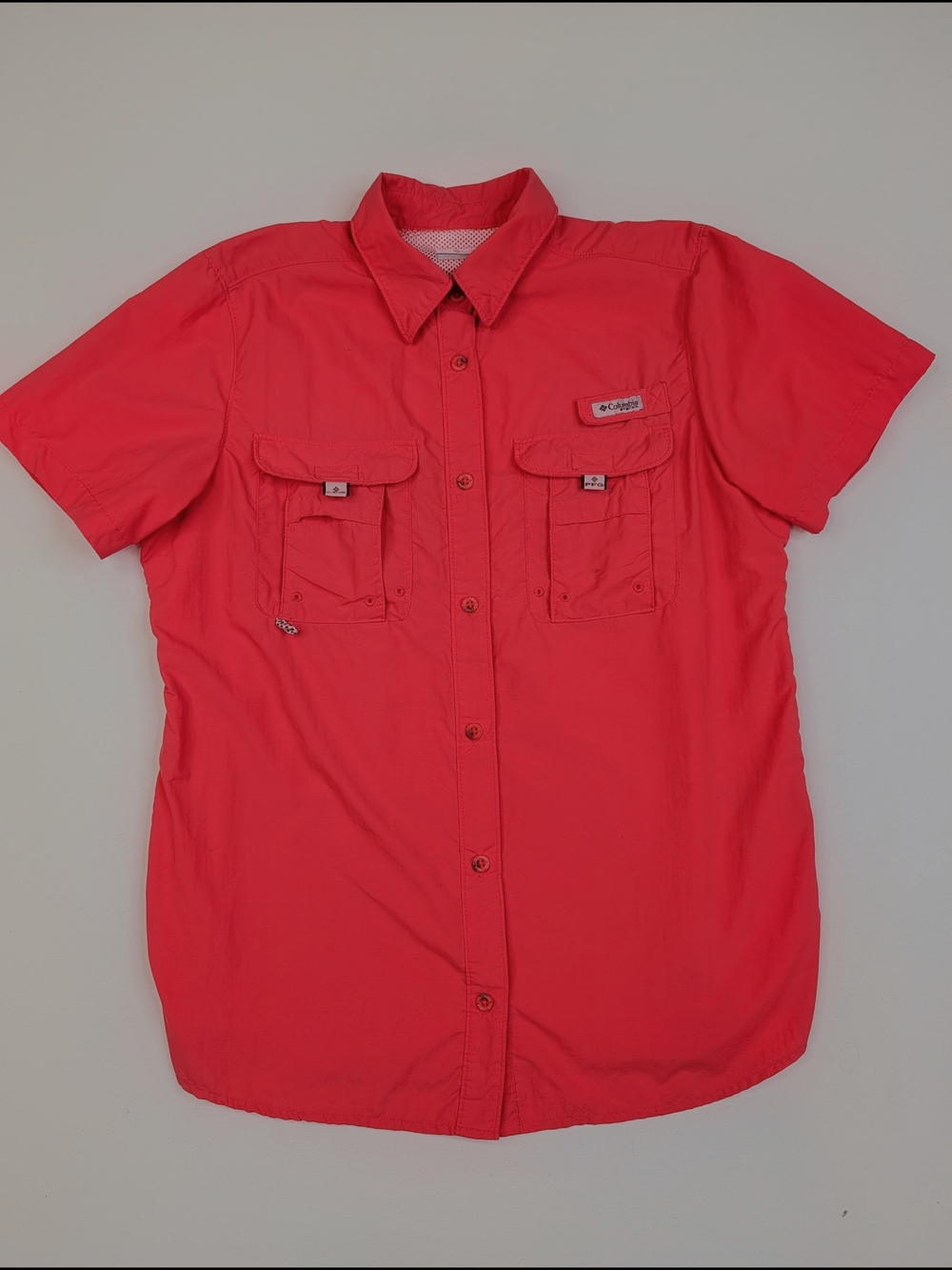 Columbia Pfg Fishing Men's Short-Sleeve Button-Down Shirt - Salmon